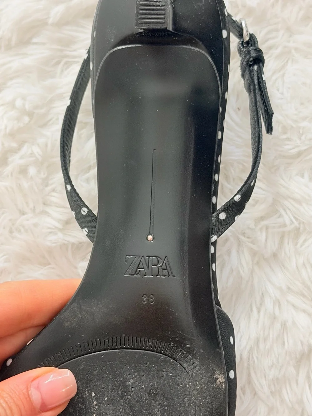 Zara Black Polka Dot Slingback Sandals - Picture 2 of 4